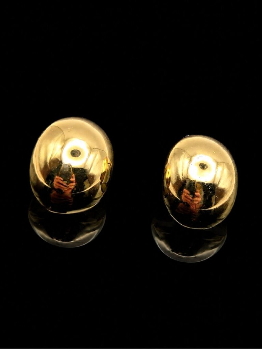 Vintage Gold over Sterling Silver Dome Earrings Organic Modernist Studs MC 925
